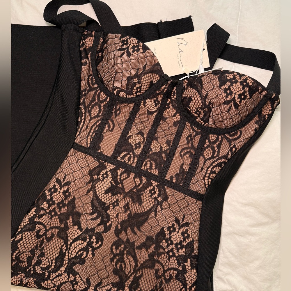 Mew Mews Black Lace Bustier Bandage Dress size M - Picture 12 of 14